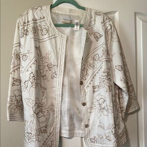 Alfred Dunner Women's White Embroidered Jacket